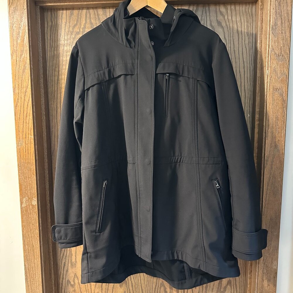 Hooded, Black, Zip Front Jacket